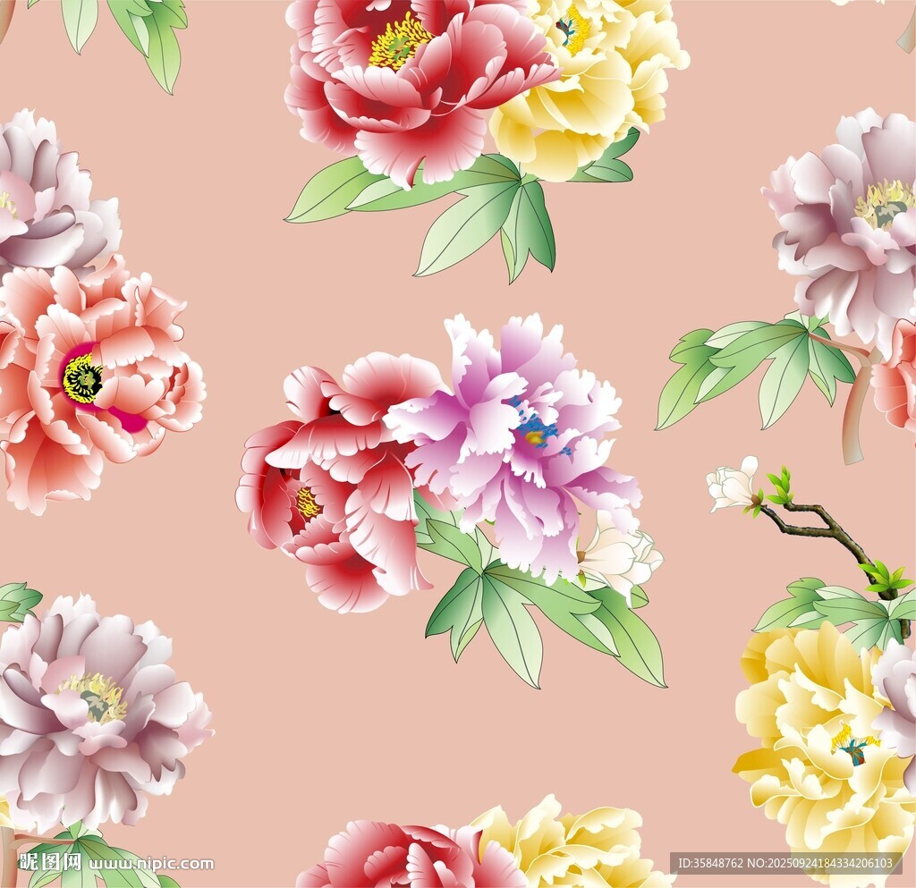 粉色背景花卉圖案