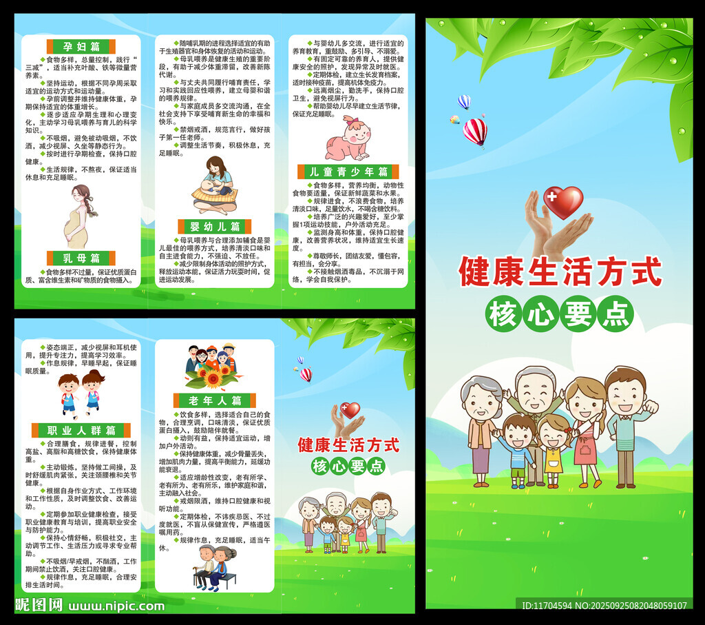 健康生活方式核心要點三折頁