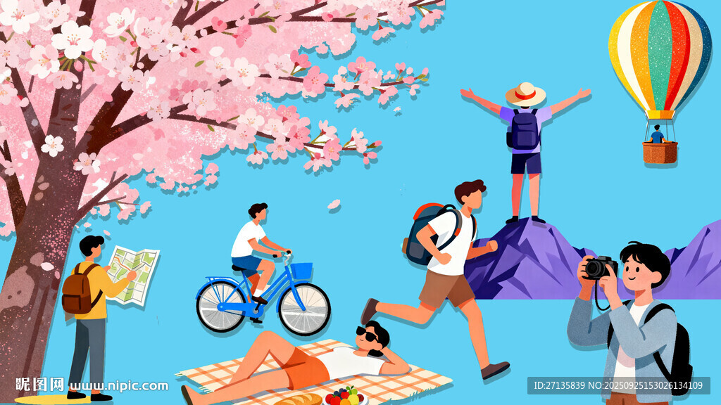 春日戶外歡樂休閑場景