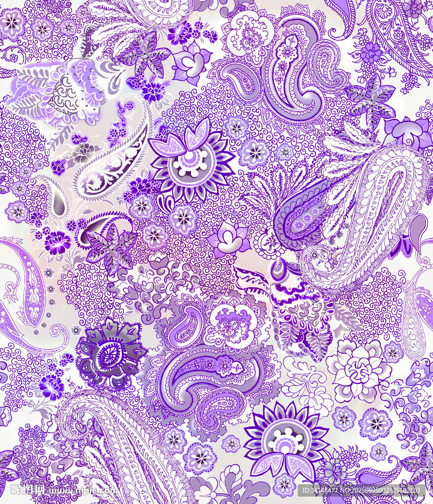 紫色夢(mèng)幻花卉抽象圖案