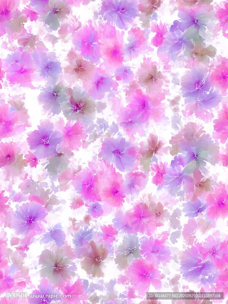 夢(mèng)幻粉紫色花卉水彩圖案