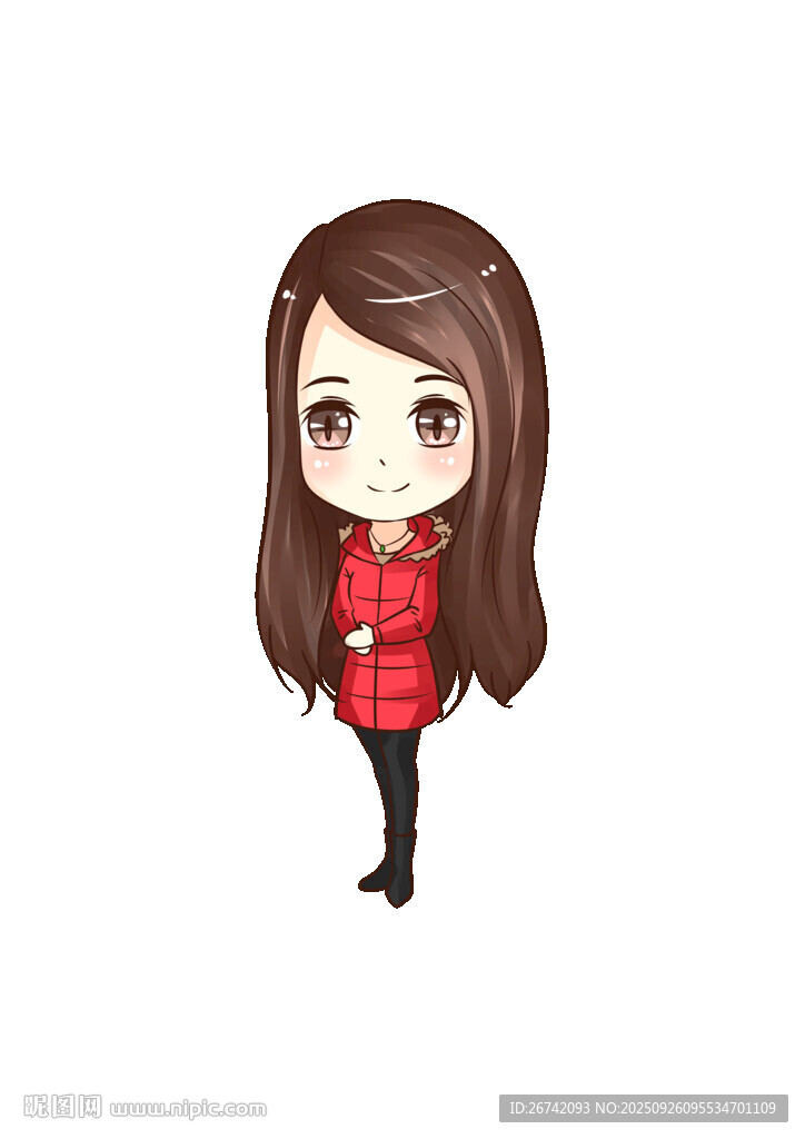 紅衣長發(fā)卡通女孩形象