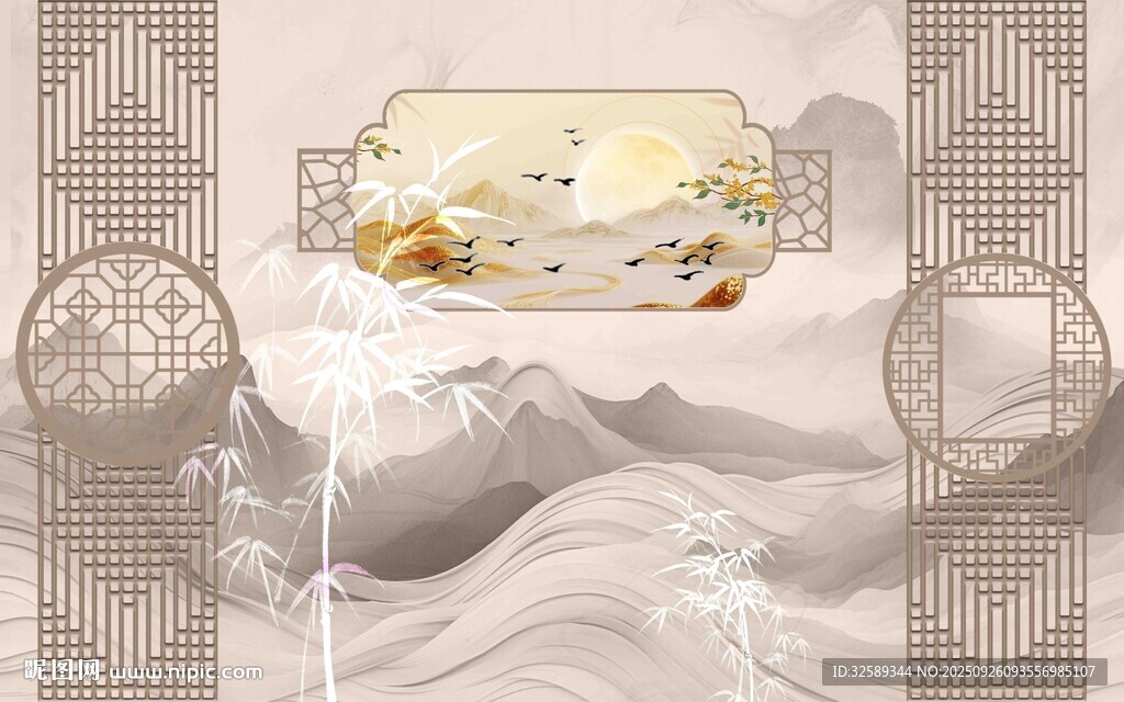 中式古風(fēng)山水意境插畫(huà)