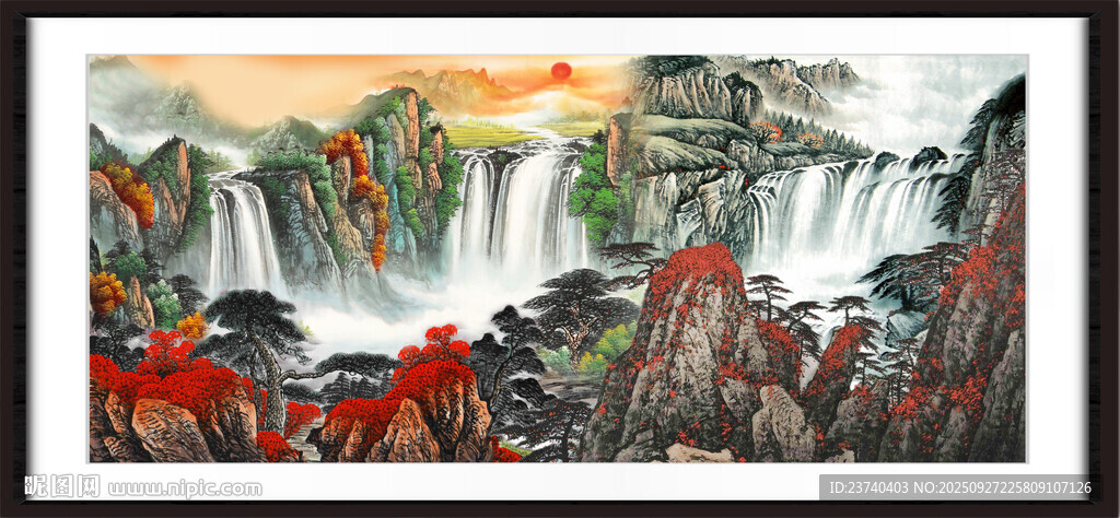 瀑布風(fēng)景畫 