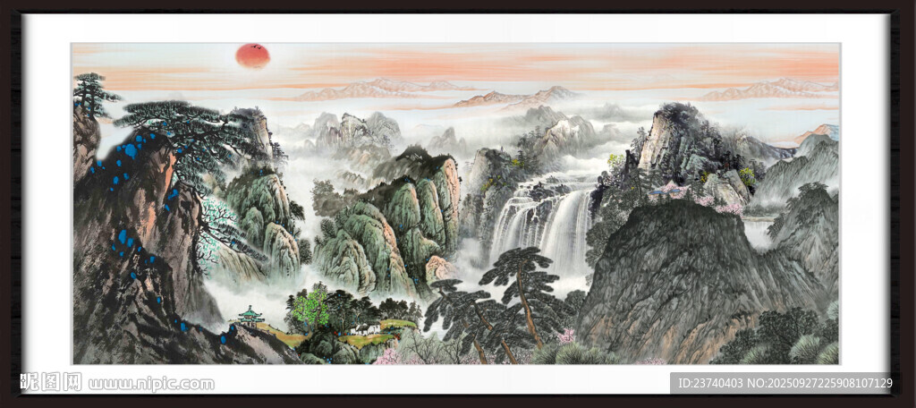 瀑布風(fēng)景畫 