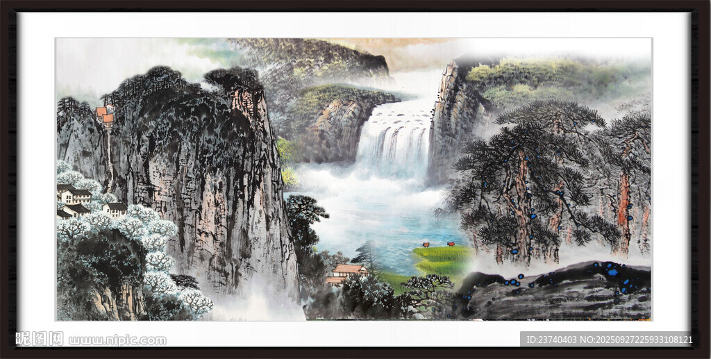 瀑布風(fēng)景畫 