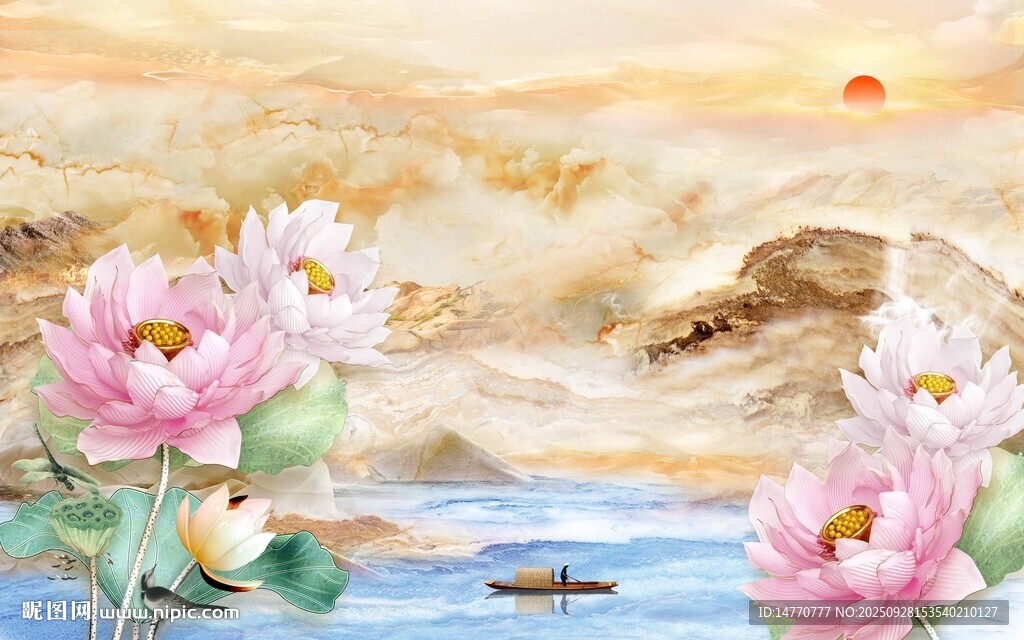荷塘落日美景