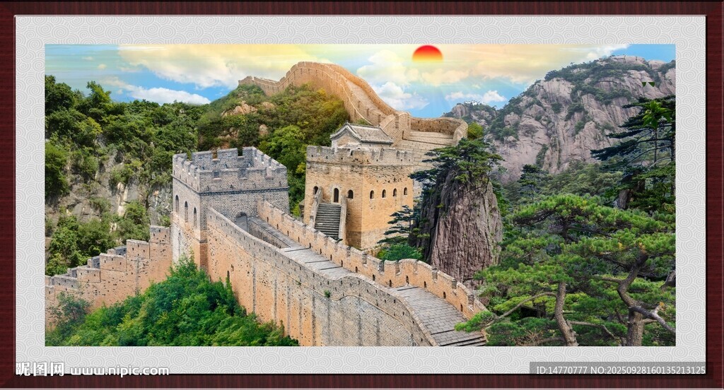 壯麗長城日出景觀圖