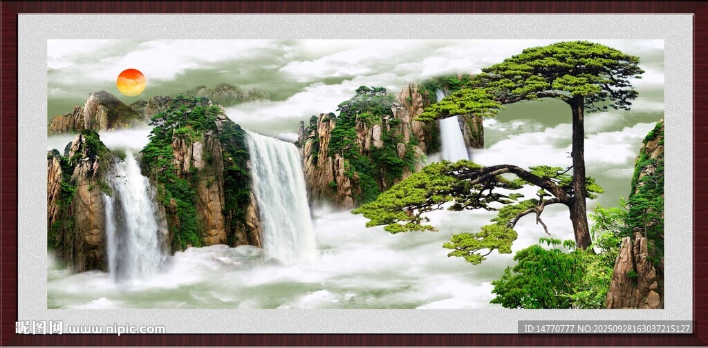 山水國(guó)畫(huà)中的壯麗瀑布景觀