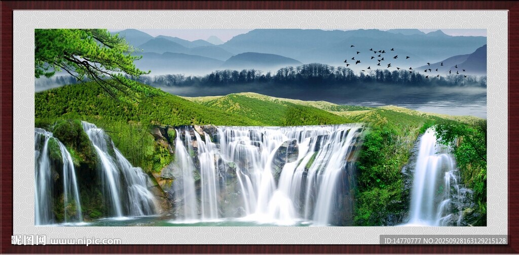 壯麗山水瀑布景觀圖