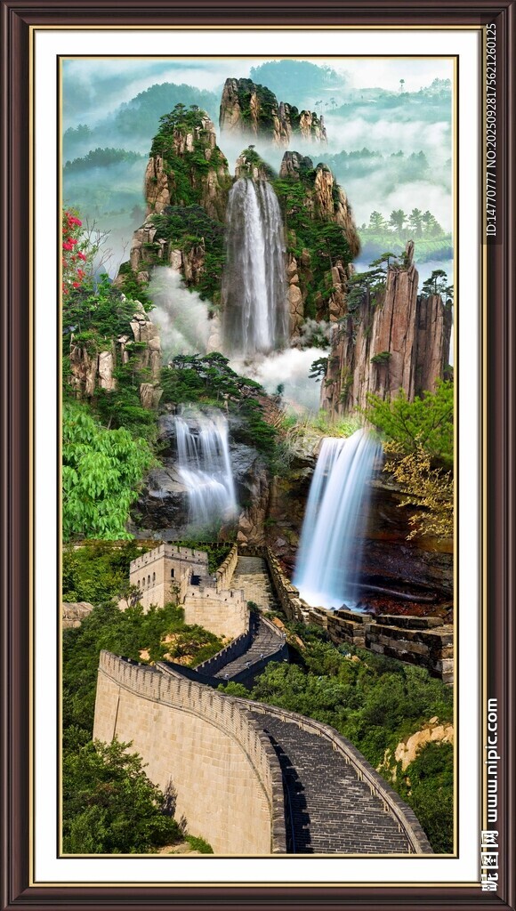 夢(mèng)幻森林瀑布景觀圖