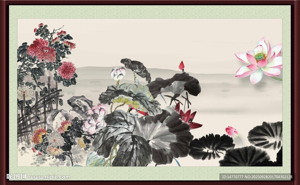 水墨荷花圖