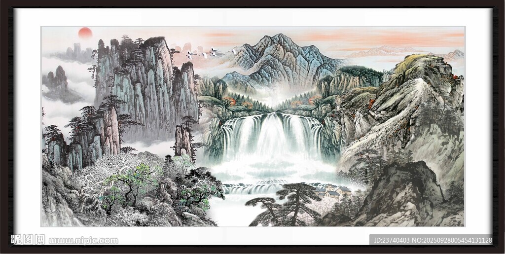 水墨山水國畫風景圖