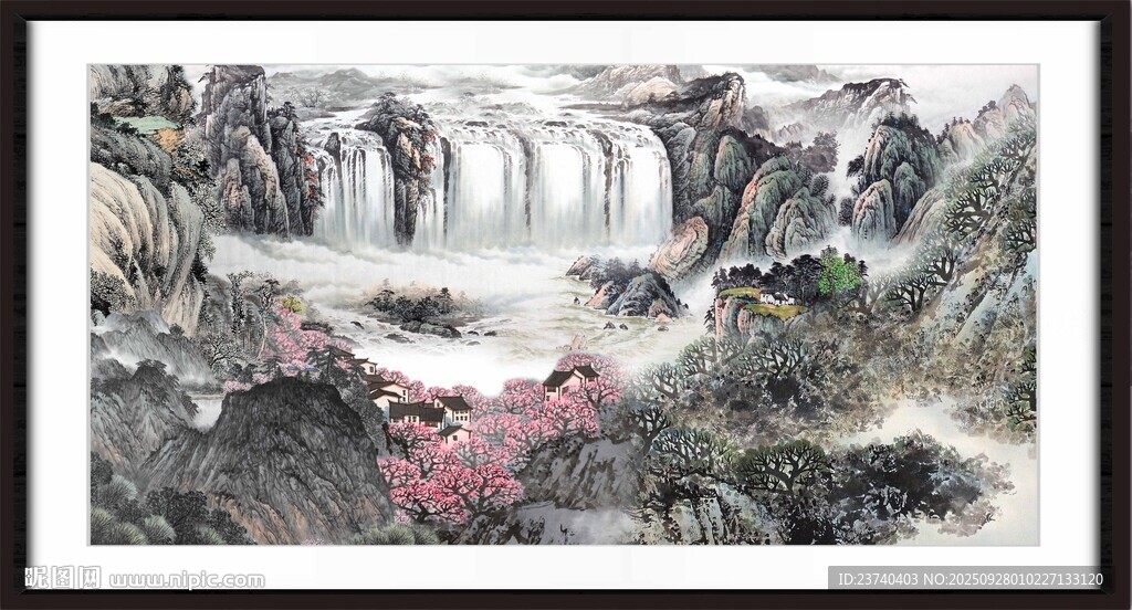 水墨山水瀑布圖