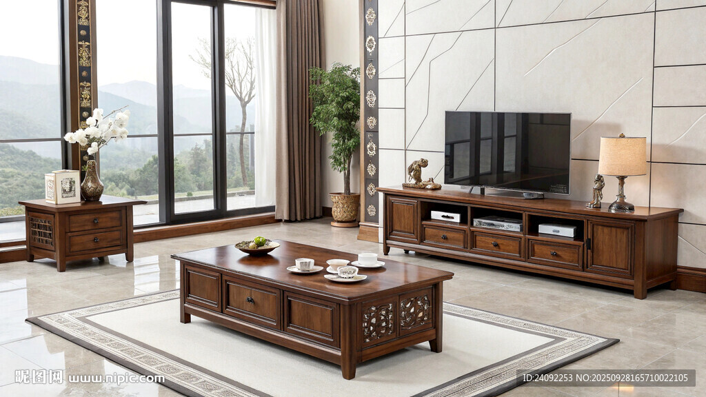中式風(fēng)格客廳實(shí)木家具展示
