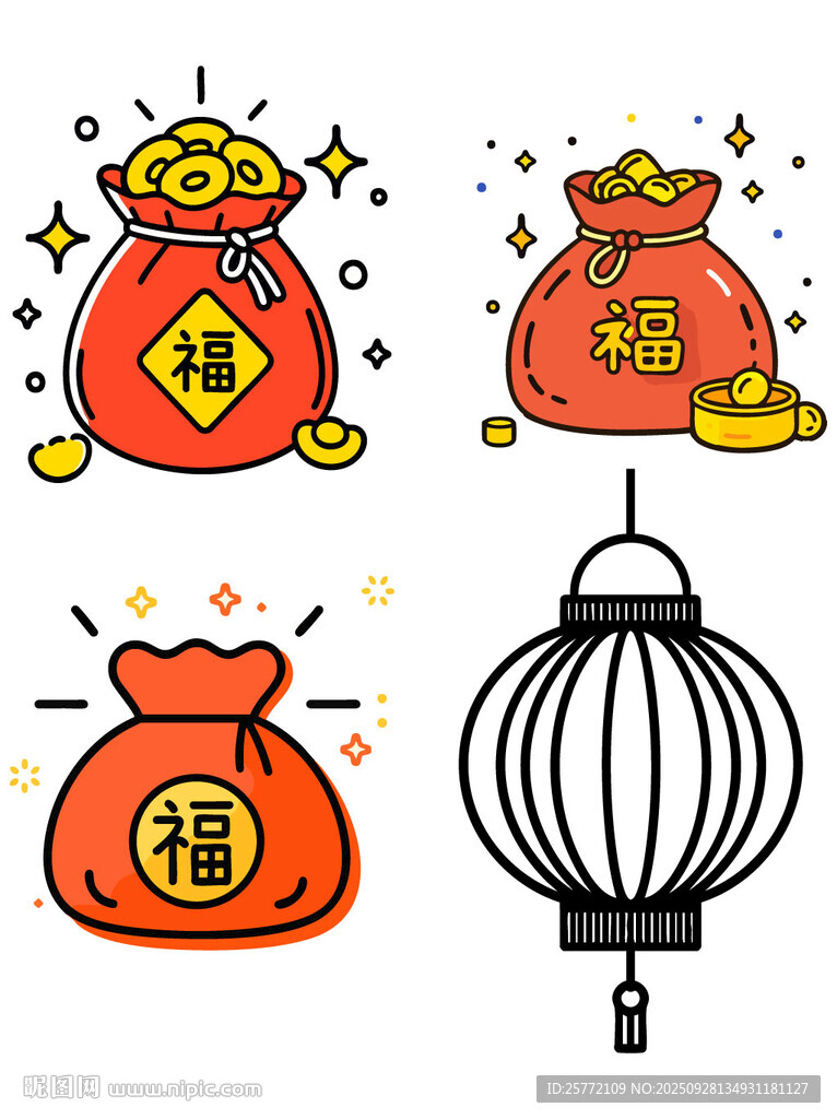 矢量福袋燈籠元素