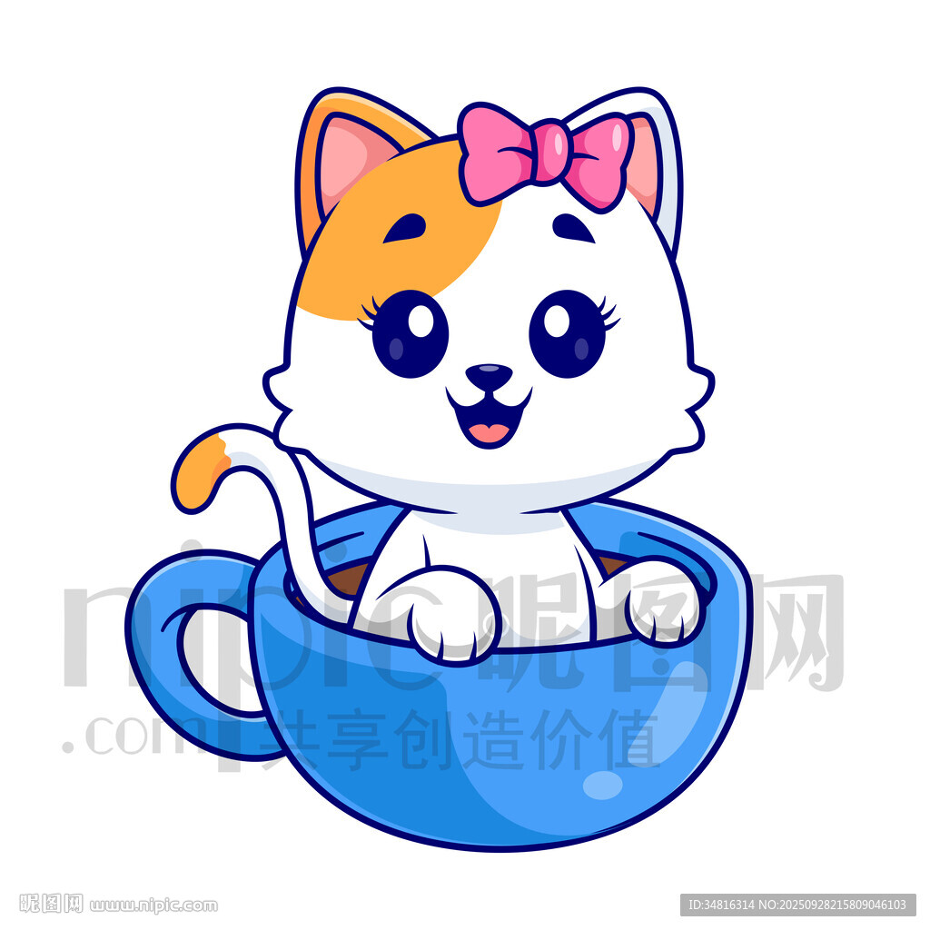 杯中小貓萌態(tài)十足