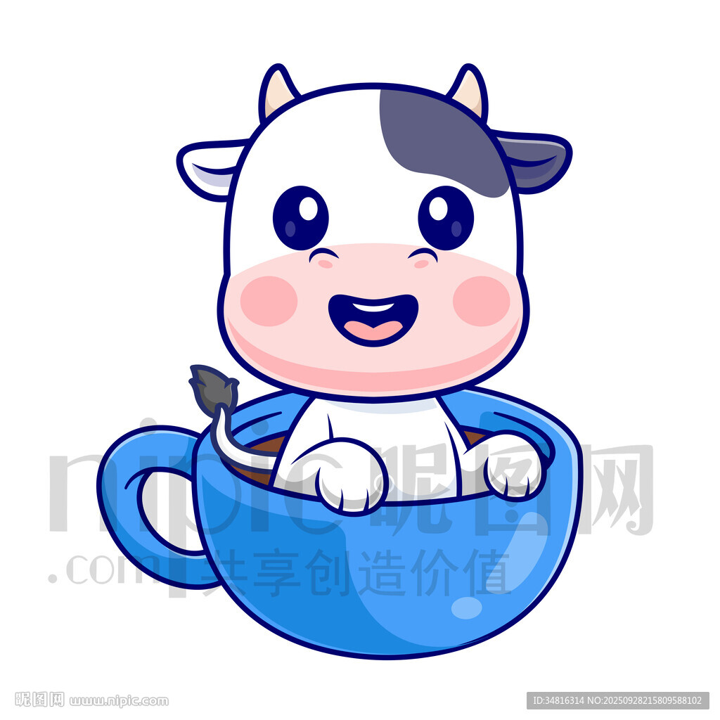 杯子里的可愛小牛