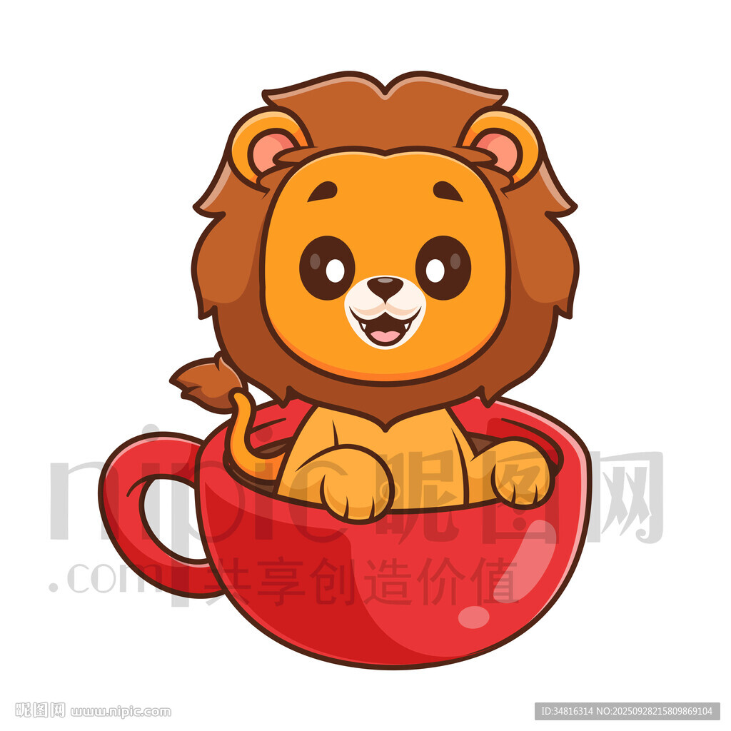 杯子里的可愛小獅子