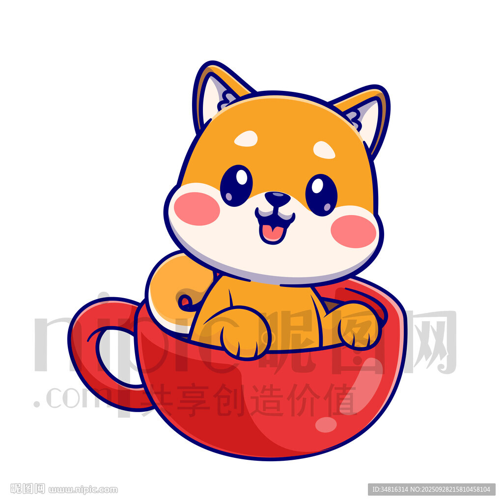 茶杯里的可愛柴犬