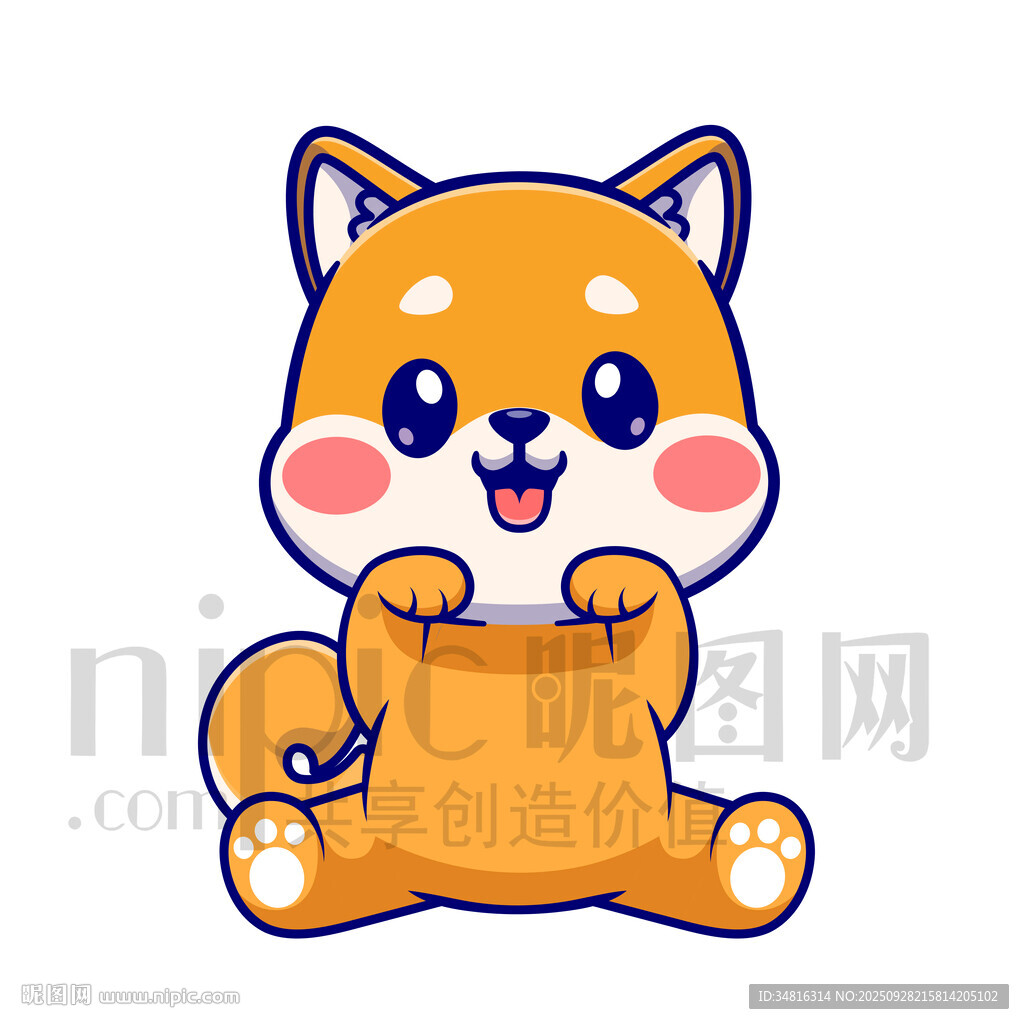 可愛柴犬抱物卡通形象