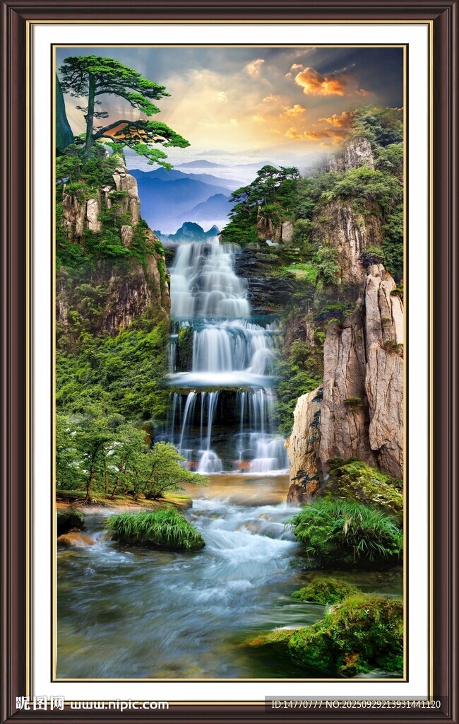 夢(mèng)幻森林瀑布風(fēng)景圖