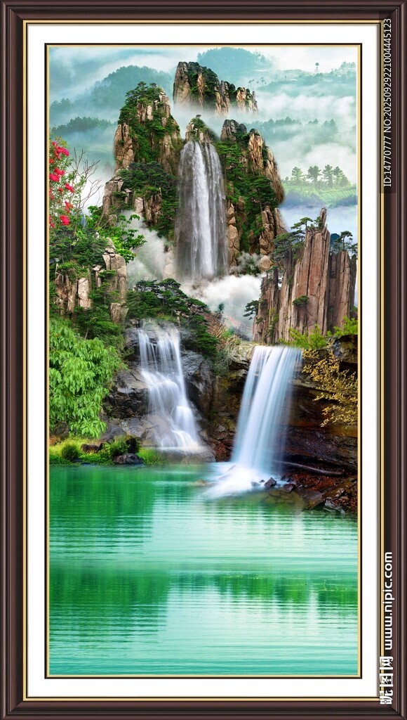 山水瀑布風(fēng)景裝飾畫