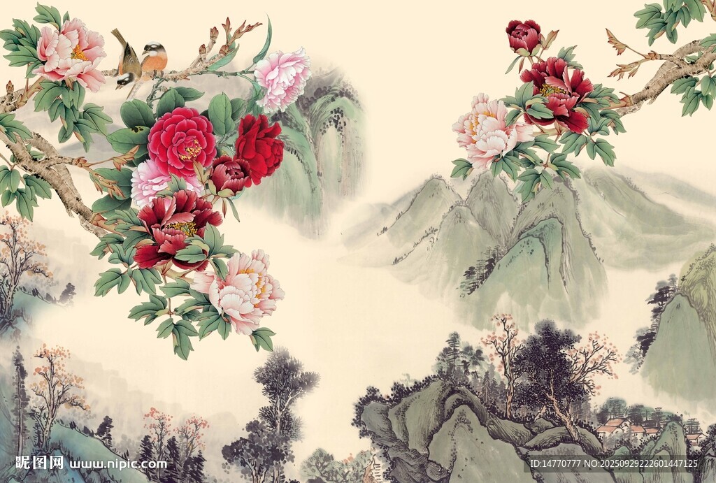 花鳥山水中式古典裝飾畫