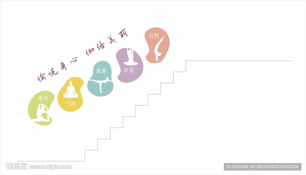 瑜伽樓梯文化墻