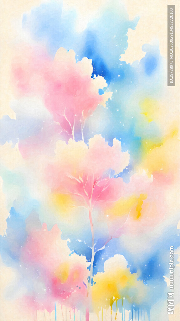 夢幻水彩風(fēng)的多彩樹林