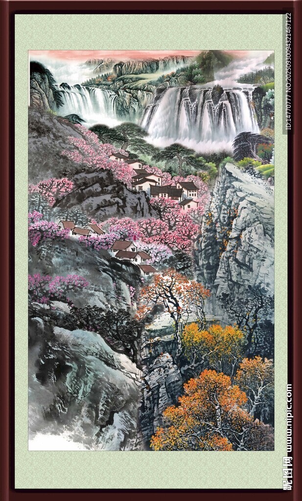 瀑布流水 