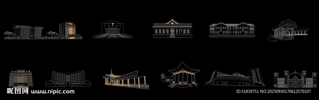 中北大學(xué)學(xué)校建筑線條素材