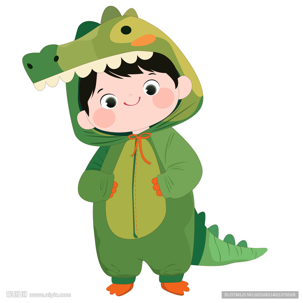 穿卡通服小恐龍睡衣男孩動物卡片