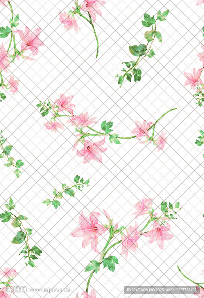 粉色花卉藤蔓無(wú)縫圖案