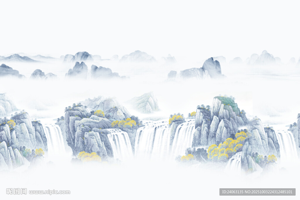 新中式山水情水墨國畫背景墻
