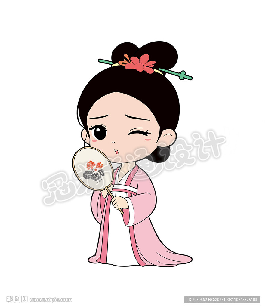 古風(fēng)漢服萌妹子持扇
