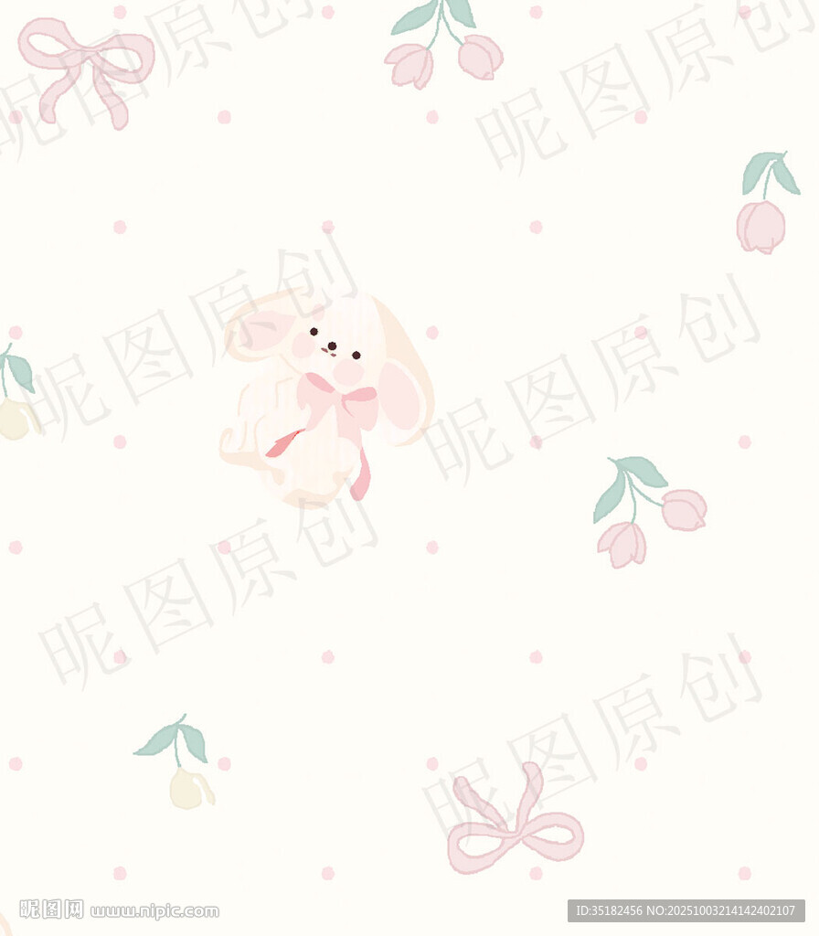 粉色萌趣兔子櫻桃