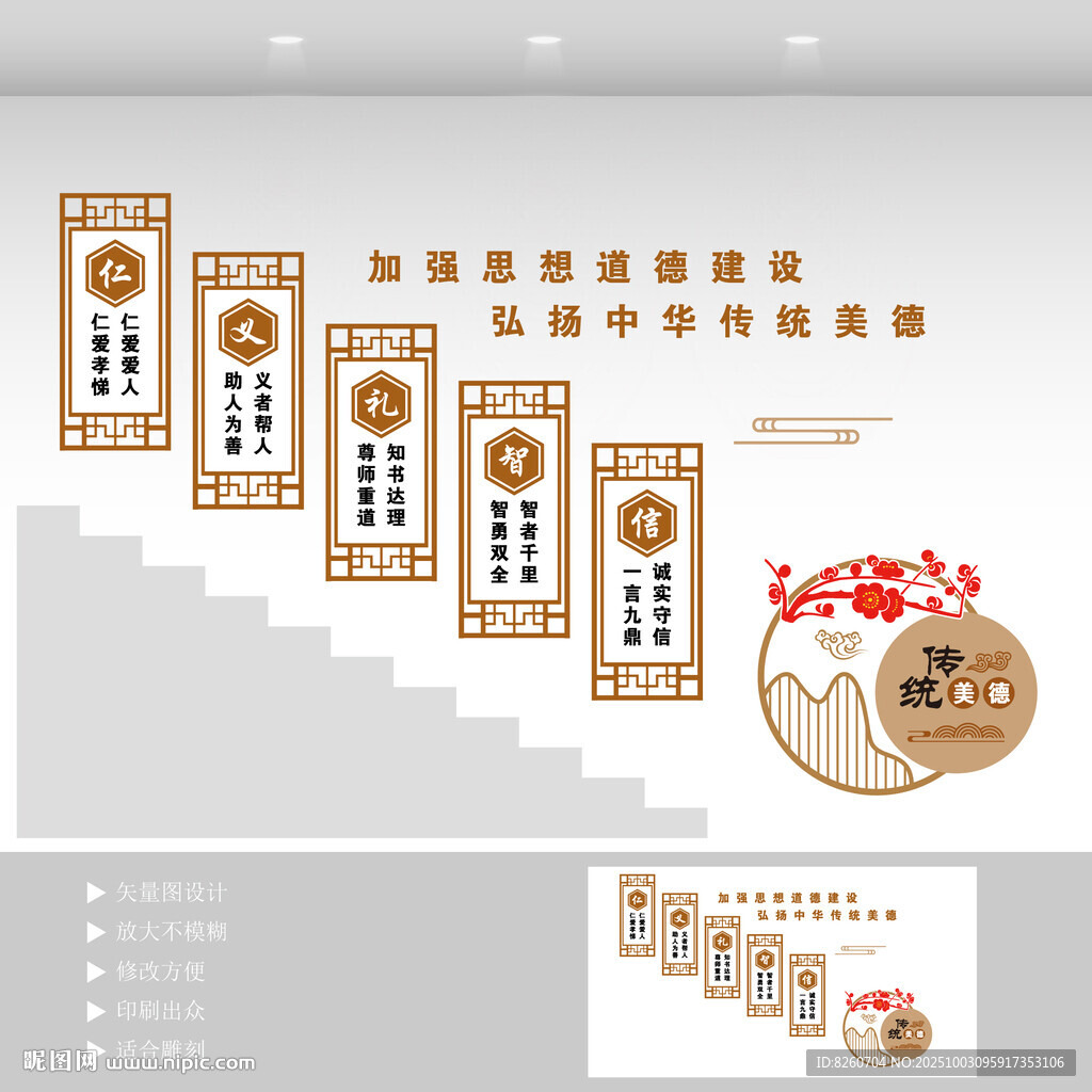 仁義禮智信樓梯墻
