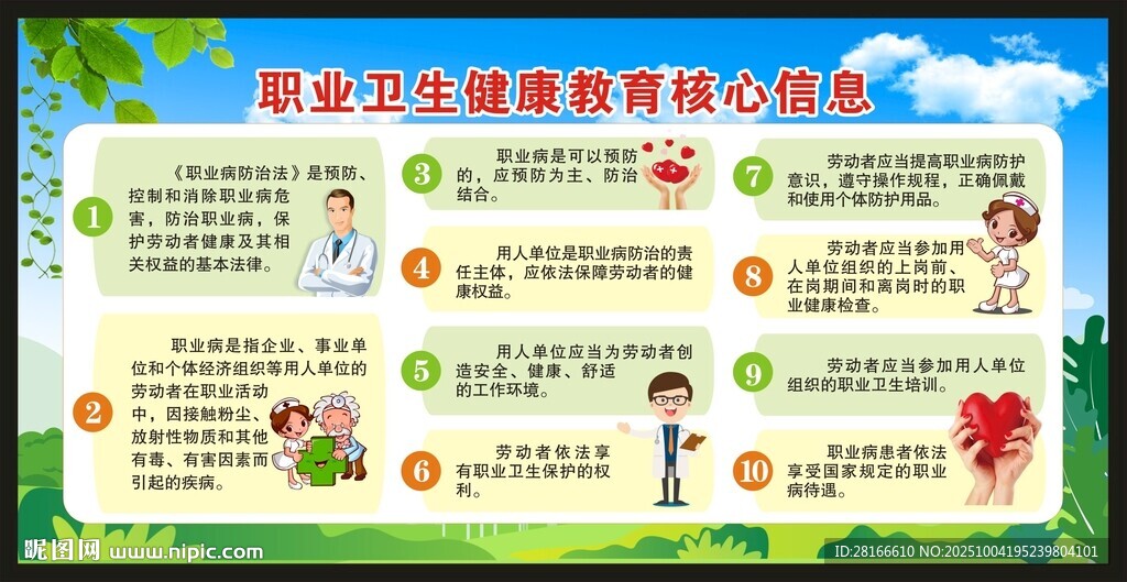 職業(yè)衛(wèi)生健康教育核心信息宣傳欄