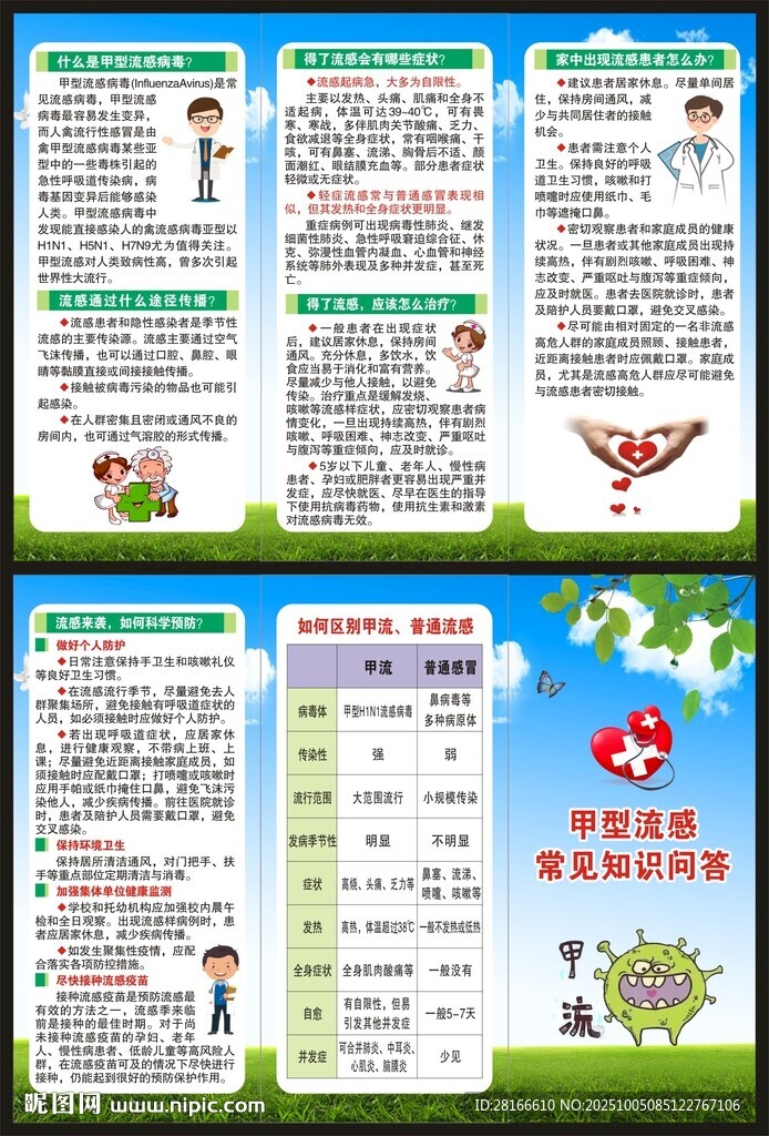 預(yù)防甲流知識(shí)三折頁(yè)