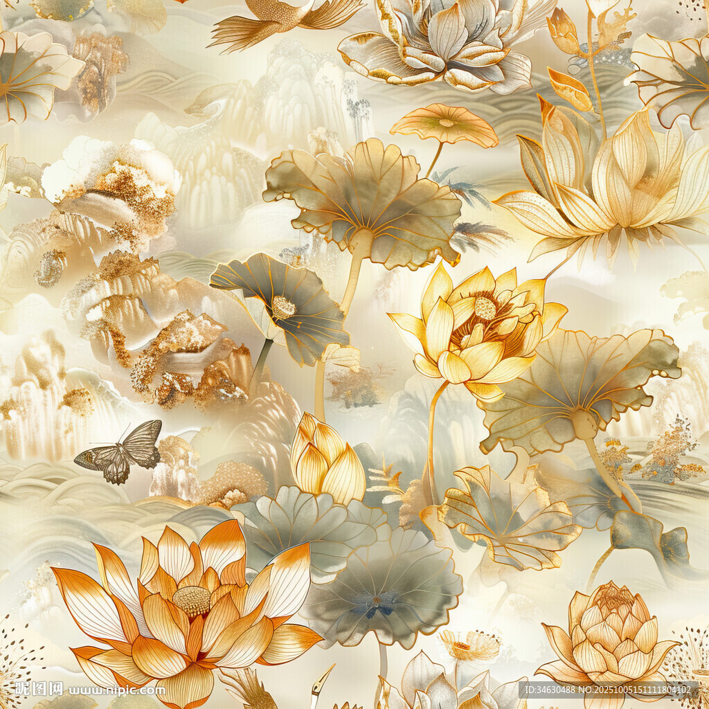 水墨荷花中式藝術(shù)畫作