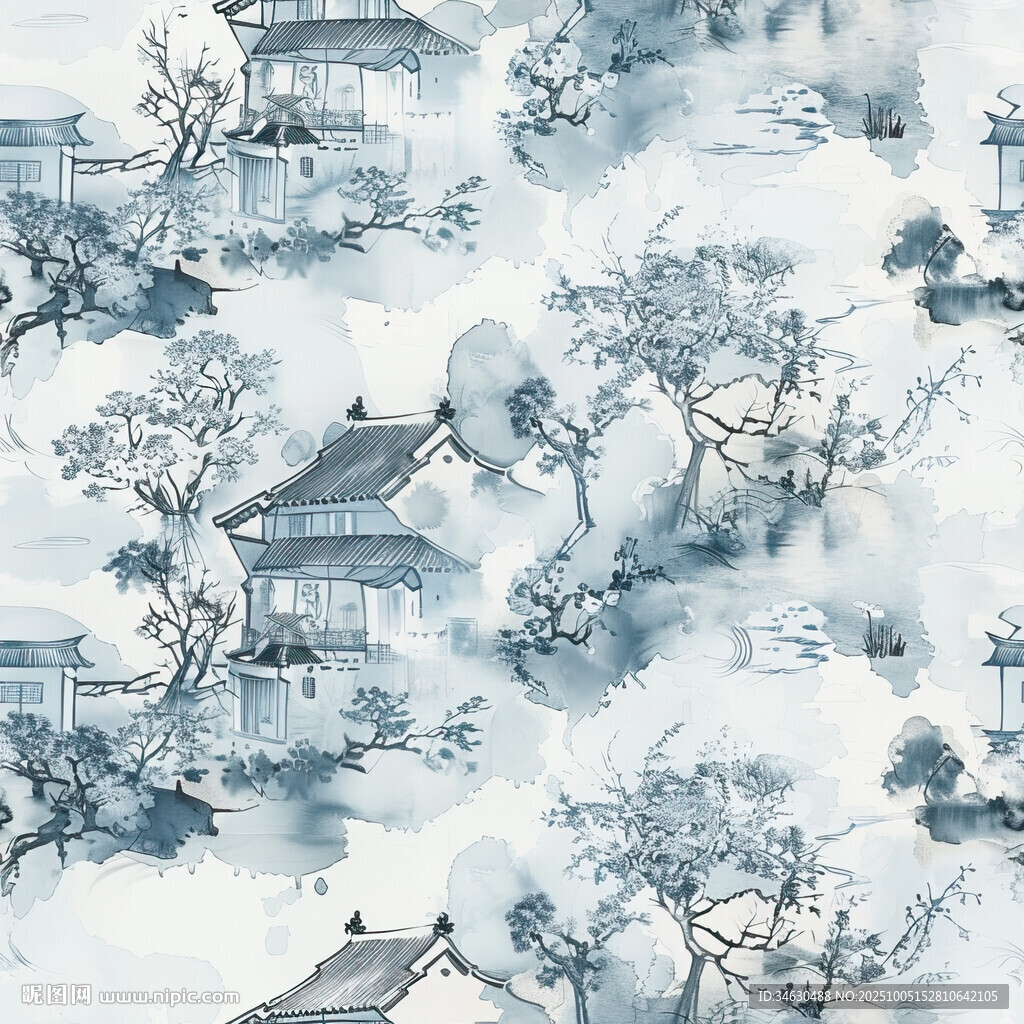 水墨古風(fēng)山水圖景