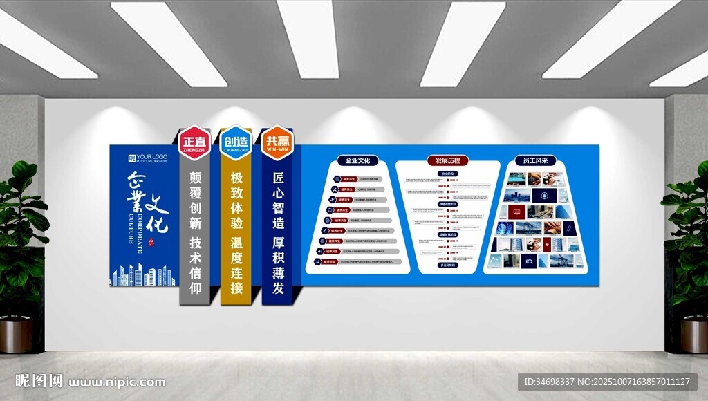 公司企業(yè)員工樓梯樓道文化照片墻