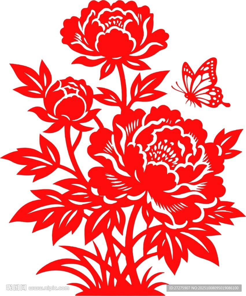 牡丹蝴蝶剪紙藝術(shù)