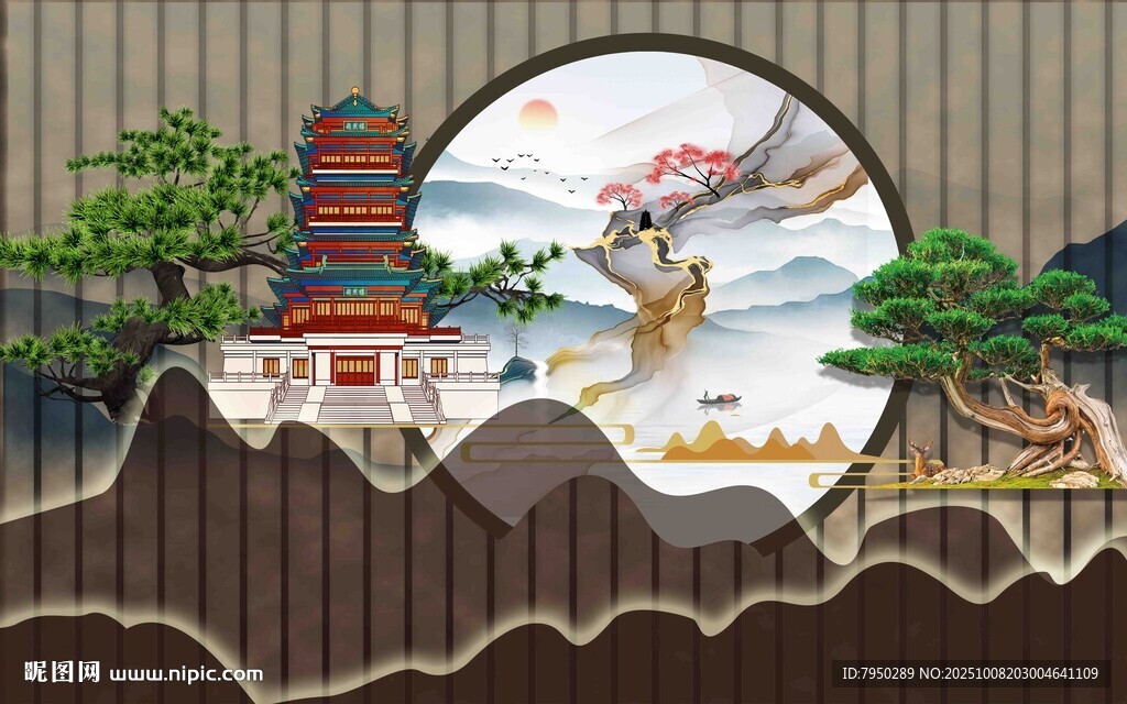 中式園林景觀裝飾畫
