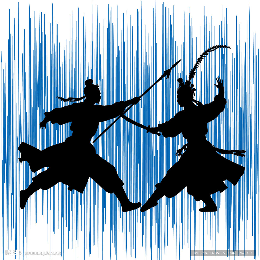 雙人武術(shù)對決剪影