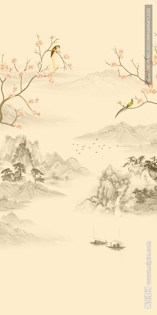 水墨山水復式樓玄關
