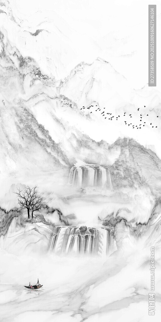 水墨山水復(fù)式樓玄關(guān)