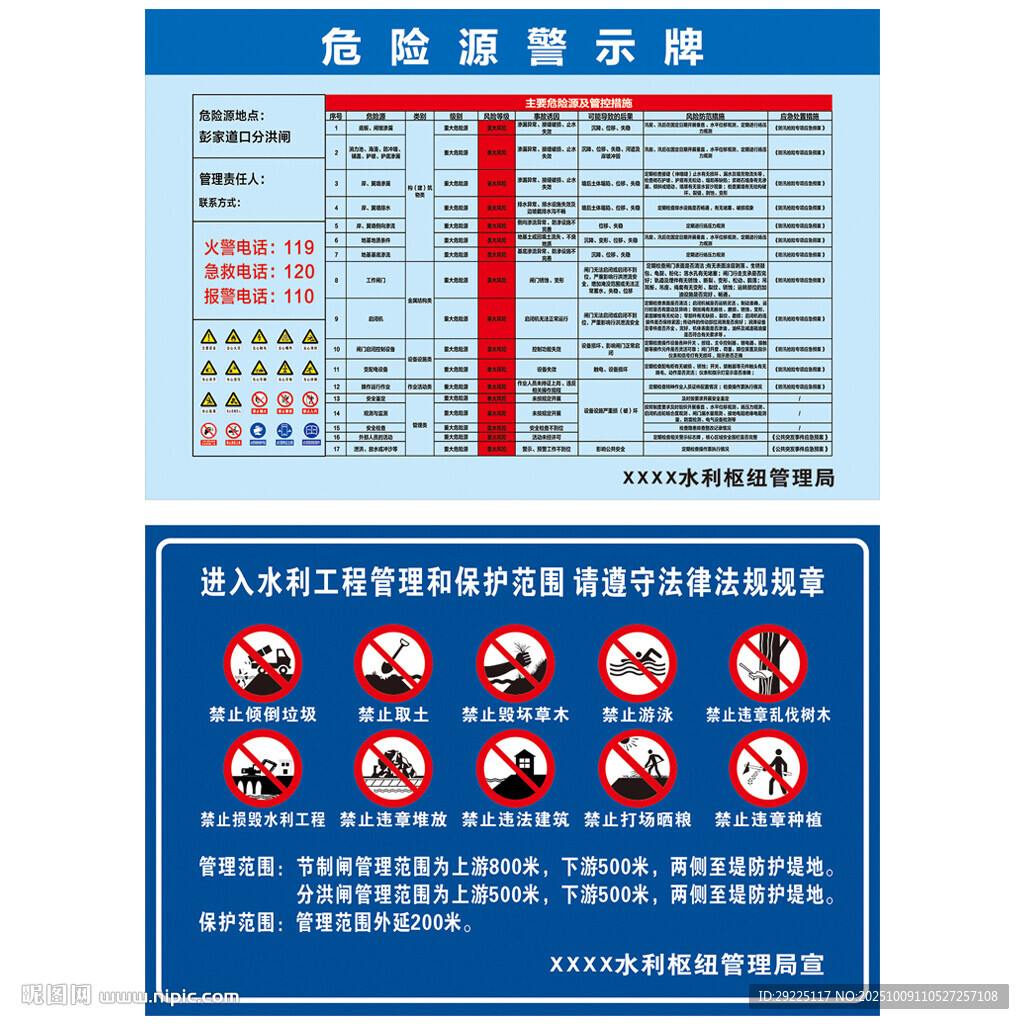 水利局警示牌 危險(xiǎn)源警示牌