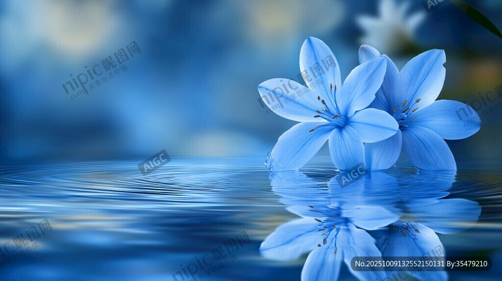 藍(lán)花映水的夢(mèng)幻景致